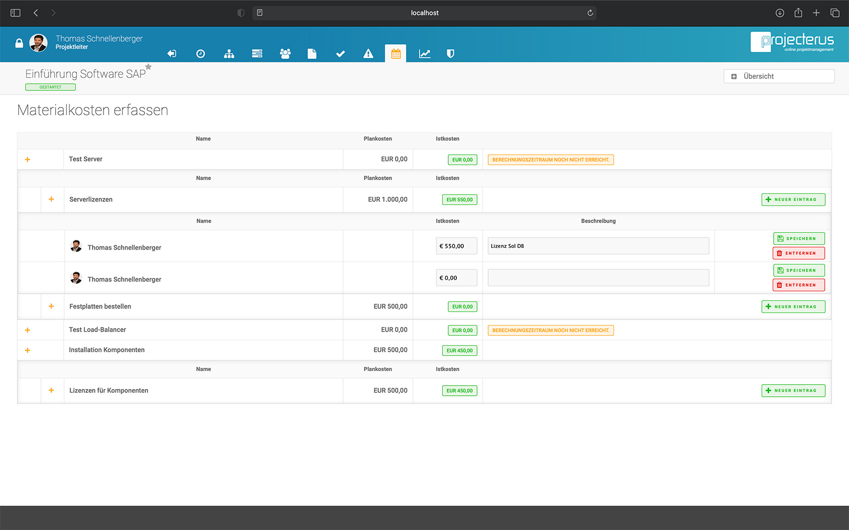 projecterus Zeit- und Kostenerfassung