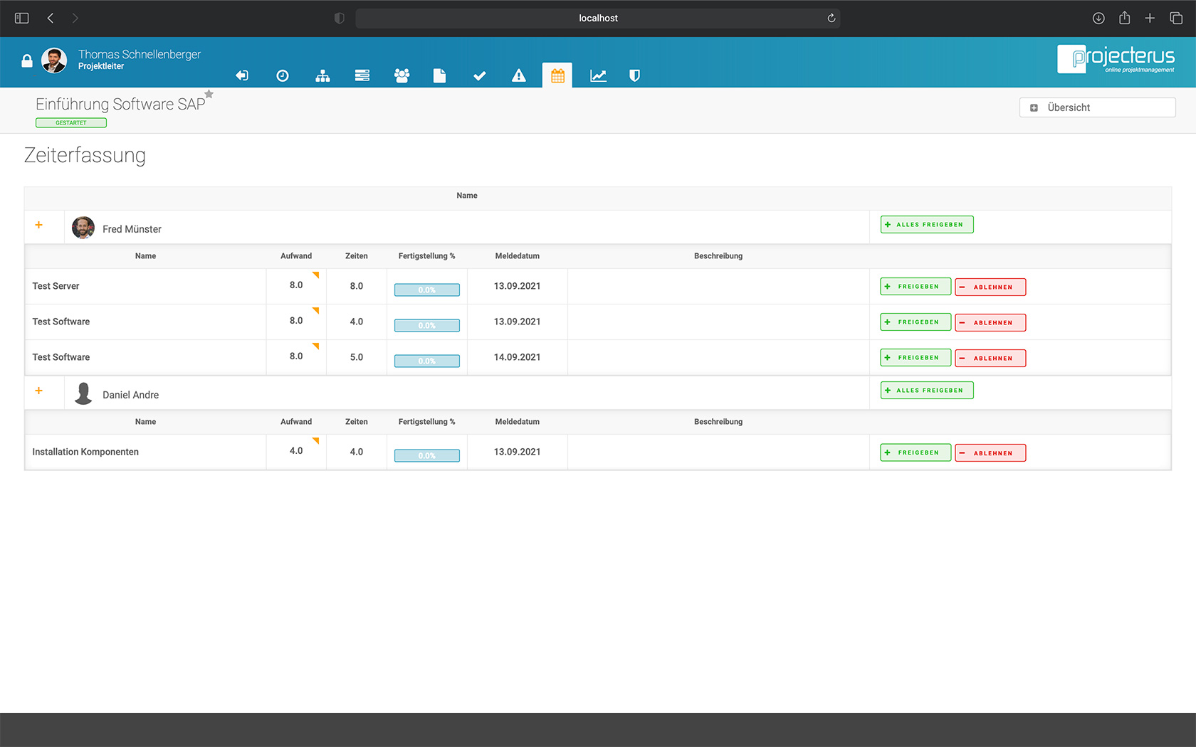 projecterus Zeit- und Kostenerfassun